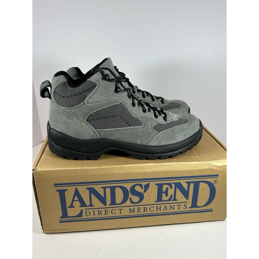 Lands End Mens Hiking Boots Grey Suede Mesh Water Repellent Size 10 NEW W/box
